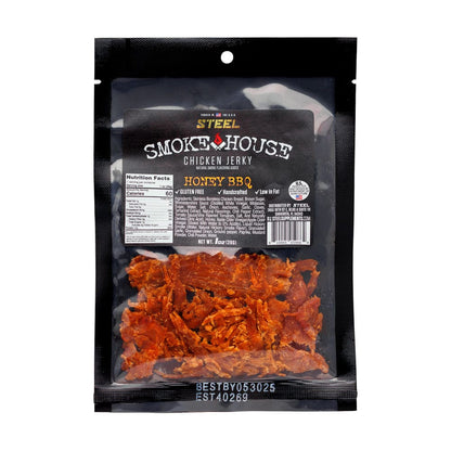 Steel Supplements Jerky Honey BBQ 1 oz. Steel Smokehouse Chicken Jerky