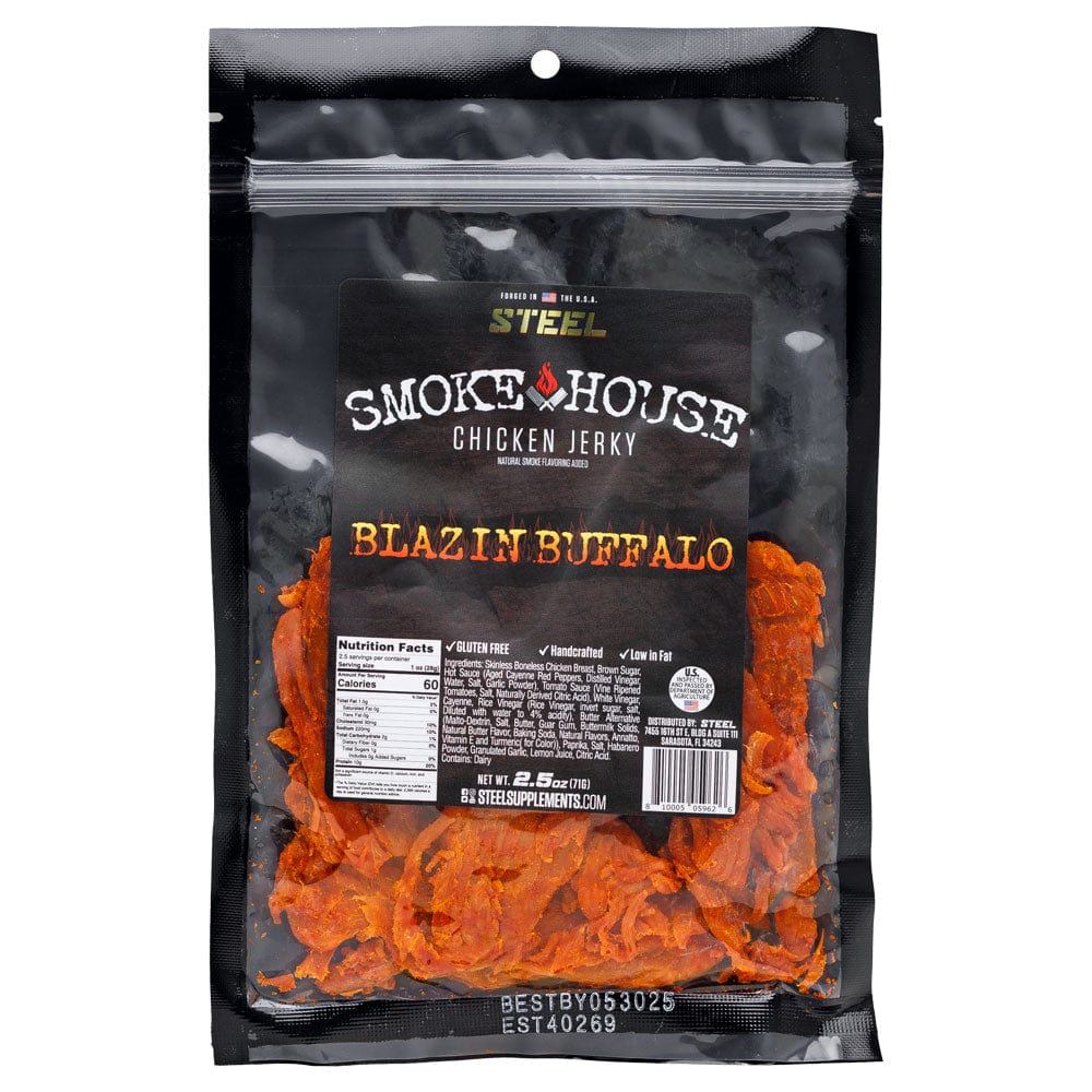 Steel Supplements Jerky Blazin Buffalo 2.5 oz. Steel Smokehouse Chicken Jerky