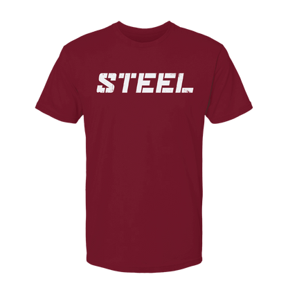 Steel Supplements Apparel S Cardinal with White STEEL T-Shirt