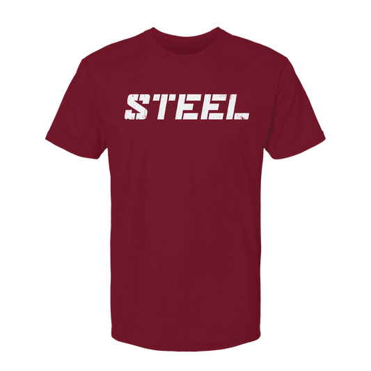 Steel Supplements Apparel S Cardinal with White STEEL T-Shirt