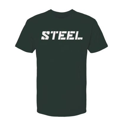 Steel Supplements Apparel S Forest Green with White STEEL T-Shirt