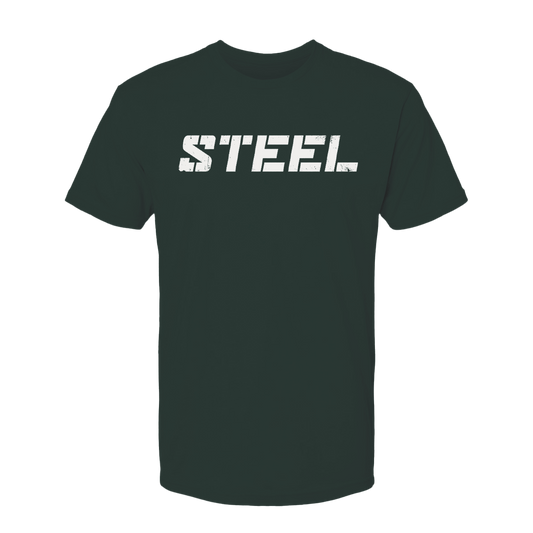 Steel Supplements Apparel S Forest Green with White STEEL T-Shirt