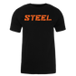 The Steel Supplements Apparel Orange STEEL on Black Performance T-Shirt