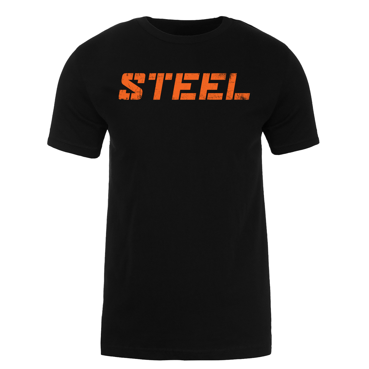 The Steel Supplements Apparel Orange STEEL on Black Performance T-Shirt