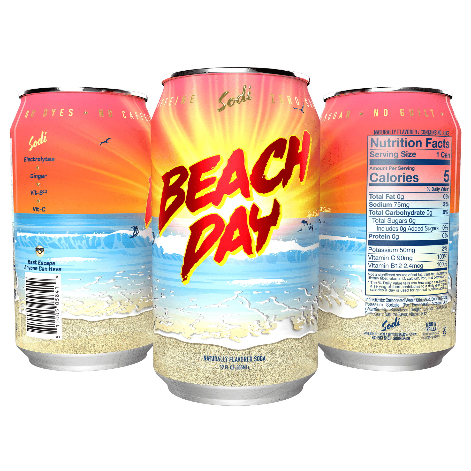 Steel Supplements Supplement Beach Day Case of 12 Cans Sodi Pop - Case of 12 Cans