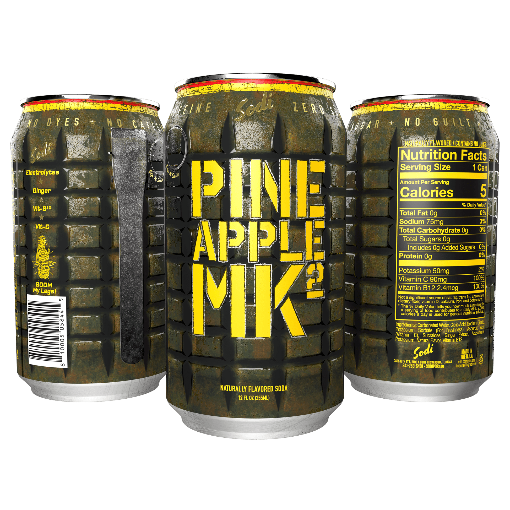 Steel Supplements Supplement Pineapple|MK2 Case of 12 Cans Sodi Pop - Case of 12 Cans