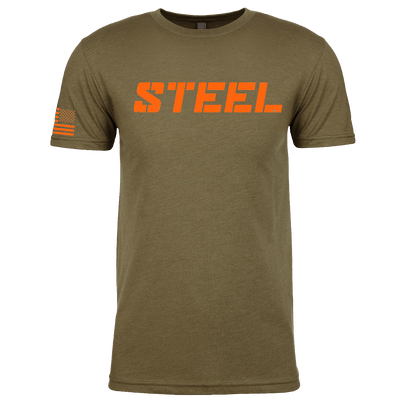 The Steel Supplements Apparel Military Green with Orange Stars & Stripes