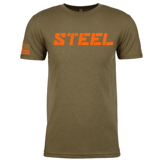 The Steel Supplements Apparel Military Green with Orange Stars & Stripes