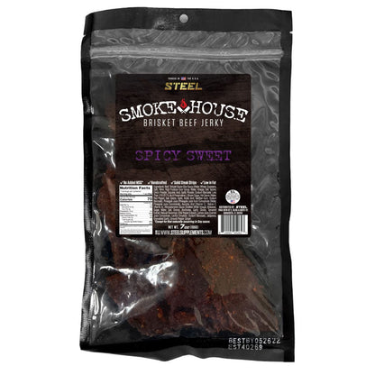 Steel Supplements Jerky Spicy Sweet Steel Smokehouse Brisket Beef Jerky 7 oz.