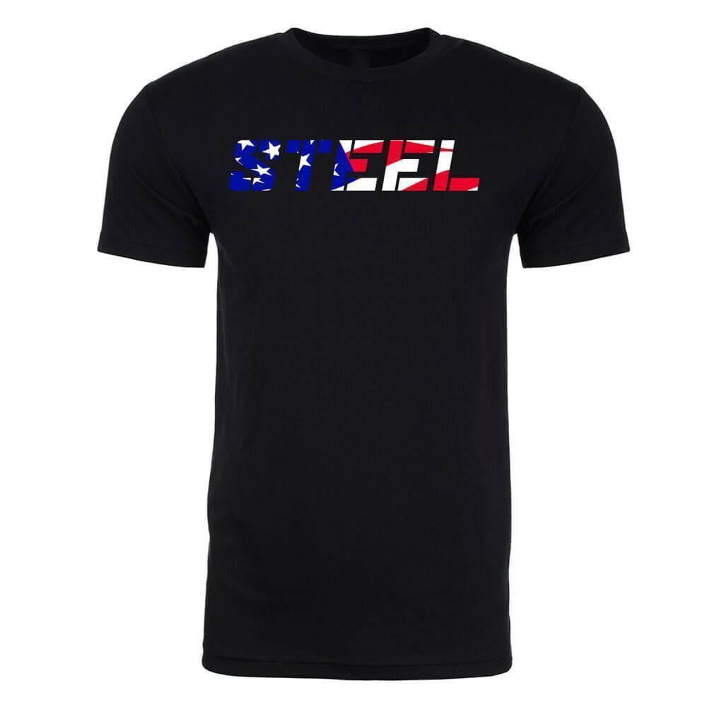 The Steel Supplements Apparel STEEL USA Flag Black Performance T-Shirt