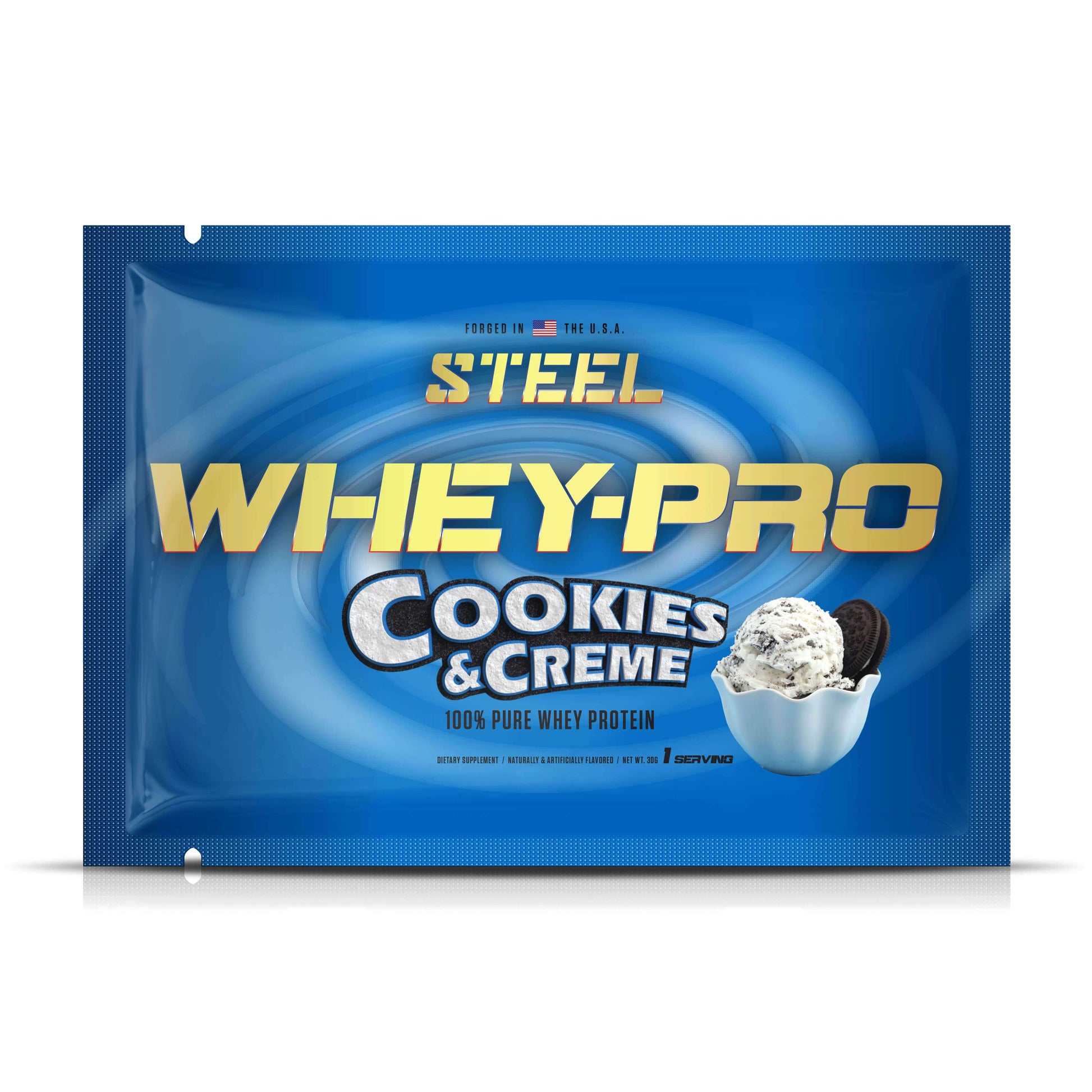 The Steel Supplements Sample Cookies & Creme / 1 Serving WHEY-PRO Sample Packets