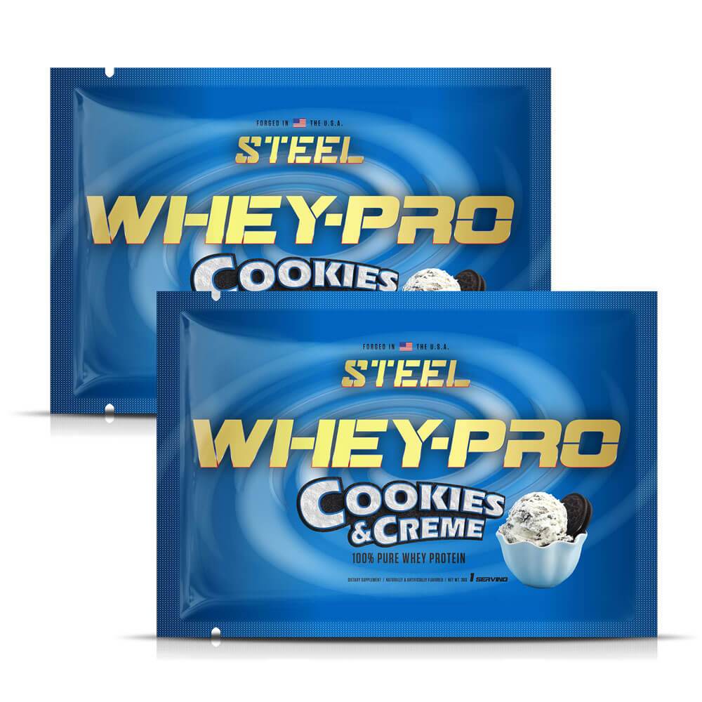 The Steel Supplements Sample Cookies & Creme / 2 Servings WHEY-PRO Sample Packets