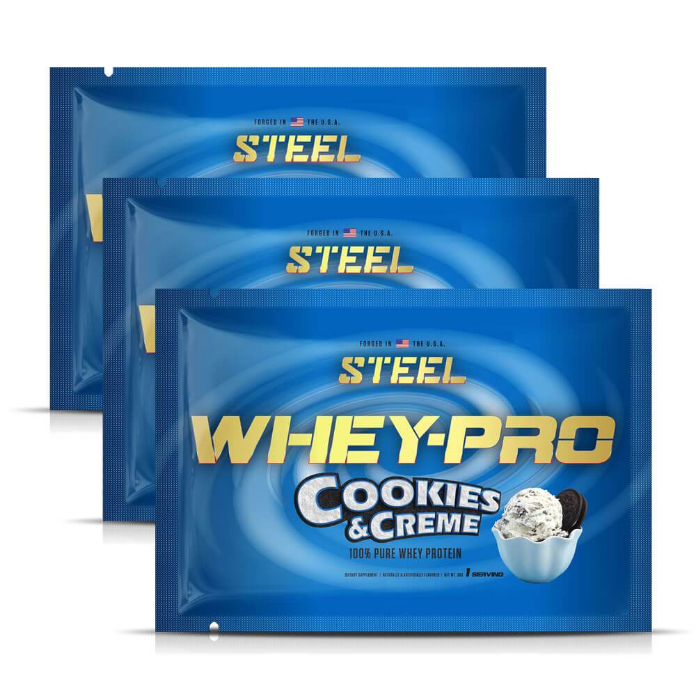 The Steel Supplements Sample Cookies & Creme / 3 Servings WHEY-PRO Sample Packets