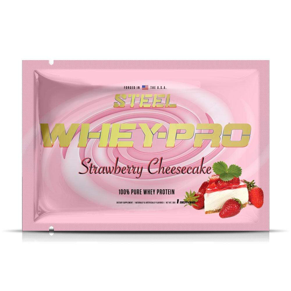 The Steel Supplements Sample Strawberry Cheesecake / 1 Serving WHEY-PRO Sample Packets